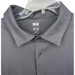 Uniqlo Airism Men's XXL‎ Gray Short Sleeve Button Up Shirt Cool Touch Dry